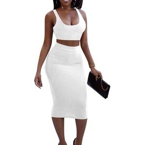 white two piece midi